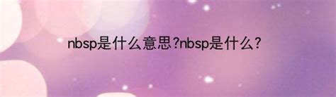 nbsp 意思